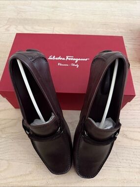 Salvatore Ferragamo Men's Dark Brown Leather Bit Loafers